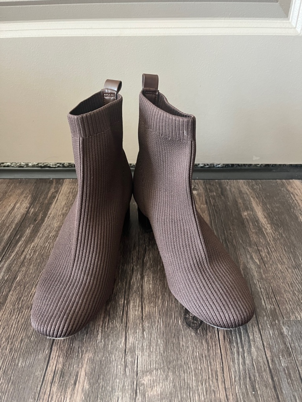 Women's Brown Knit Sock Ankle Boots